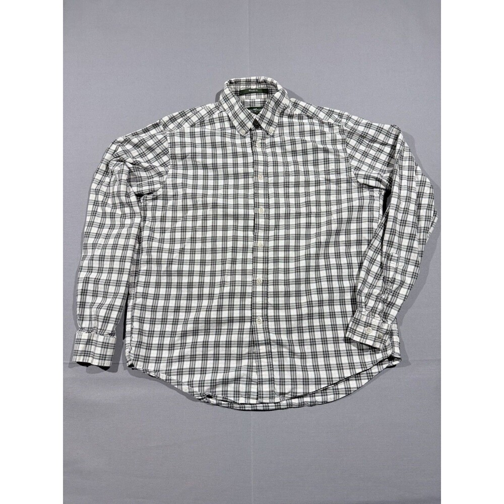 Eddie Bauer Shirt Men's Medium Cotton Plaid Relaxed Fit Long Sleeve Button Up